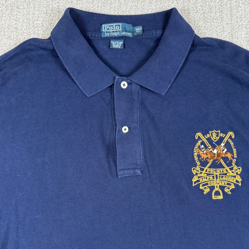 Polo Ralph Lauren Mens 3XLT Navy Blue Challenge Cup Crest Rugby Golf Polo Shirt